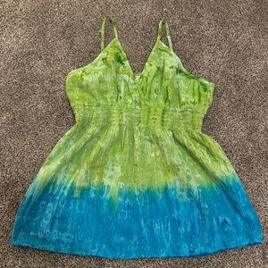 Vibrant Green and Blue Women's Tank Top